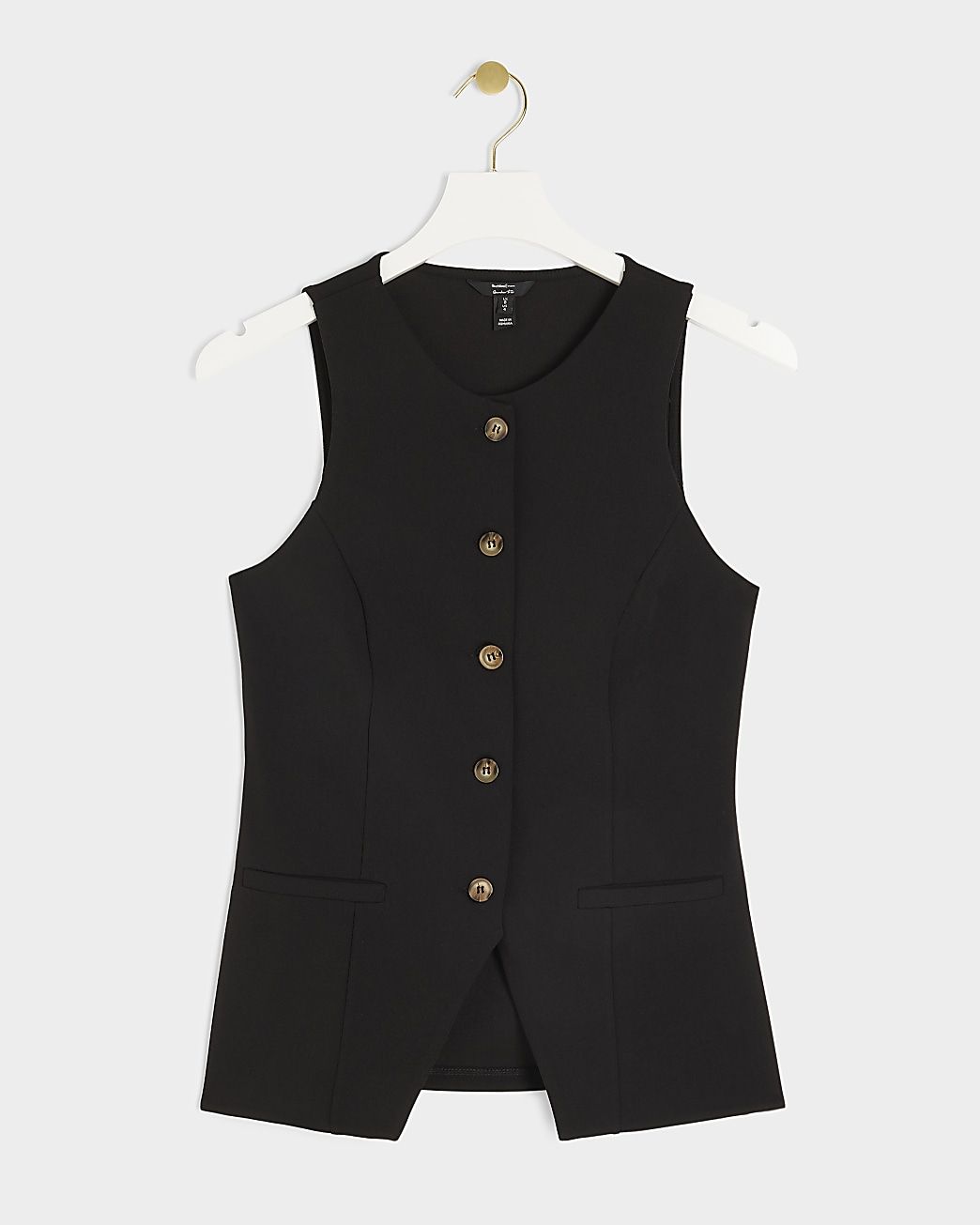 Black Crew Neck Waistcoat | River Island (UK & IE)