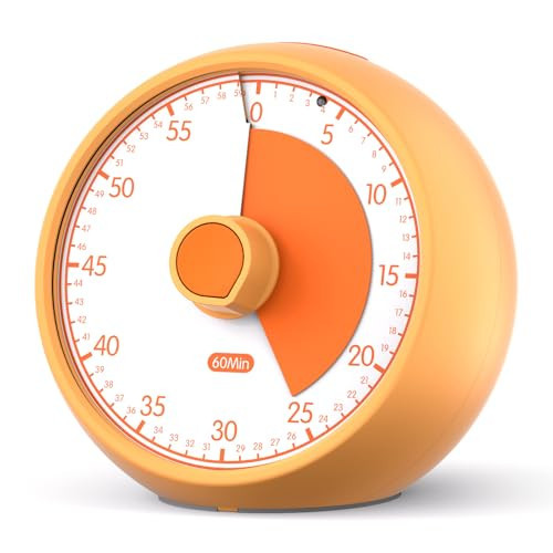 Visual Timer for Kids 60-Minute Countdown Timer with Optional Alarm, Focus Tool for ADHD & Autism, Time Management for Homework, Chores, Office, Kitchen, Teaching & Study Routines (Orange) | Amazon (US)