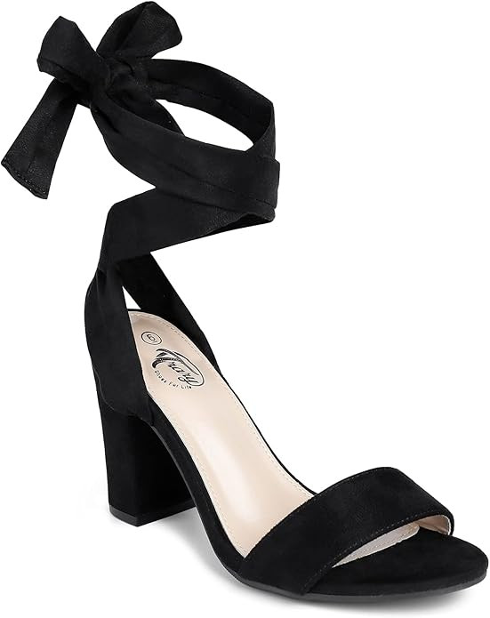 Trary Pink Purple Nude Red Black Heels for Women, Lace Up Chunky Heels for Women, Strappy Heels f... | Amazon (US)