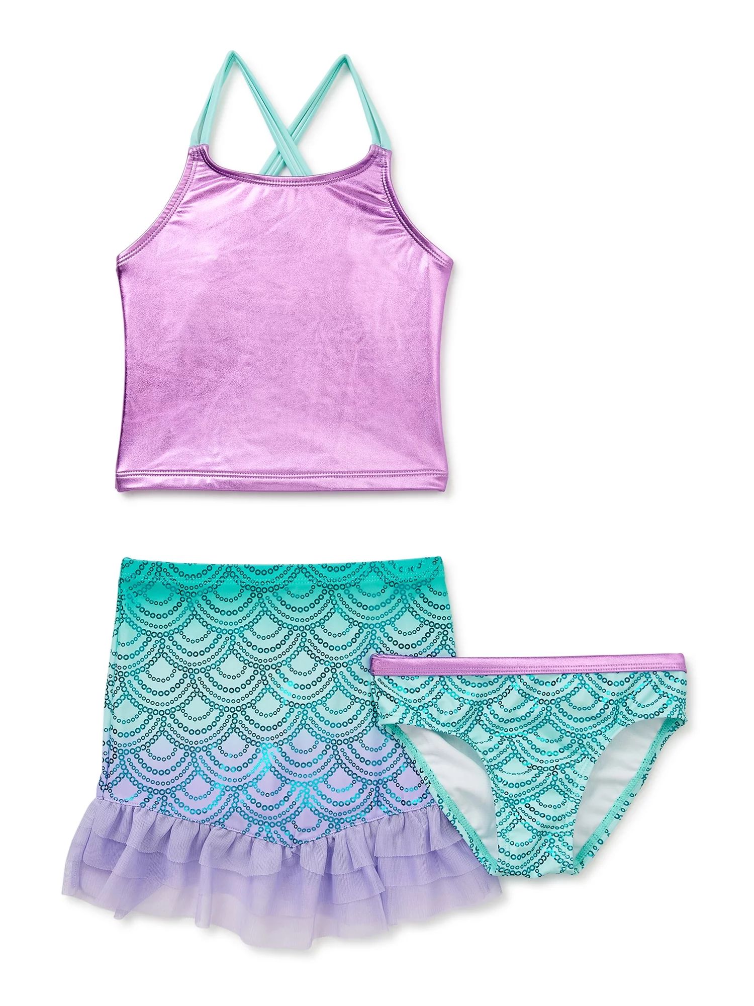 Wonder Nation Toddler Girl Mermaid Swim Set, 3-Piece, Sizes 12M-5T | Walmart (US)
