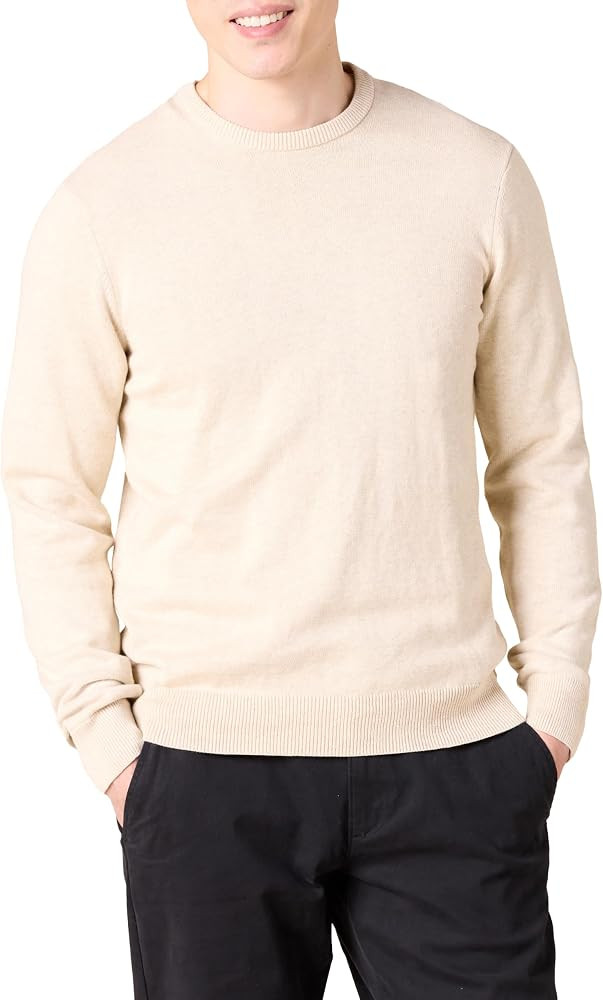 Amazon Essentials Men's Long-Sleeve Crewneck Sweater, 100% Cotton, Big & Tall Options Available | Amazon (US)