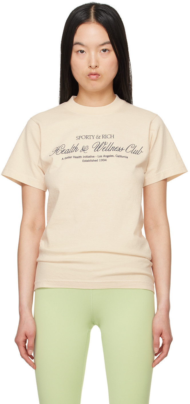 Sporty & Rich Beige 'H&W Club' T-Shirt | SSENSE