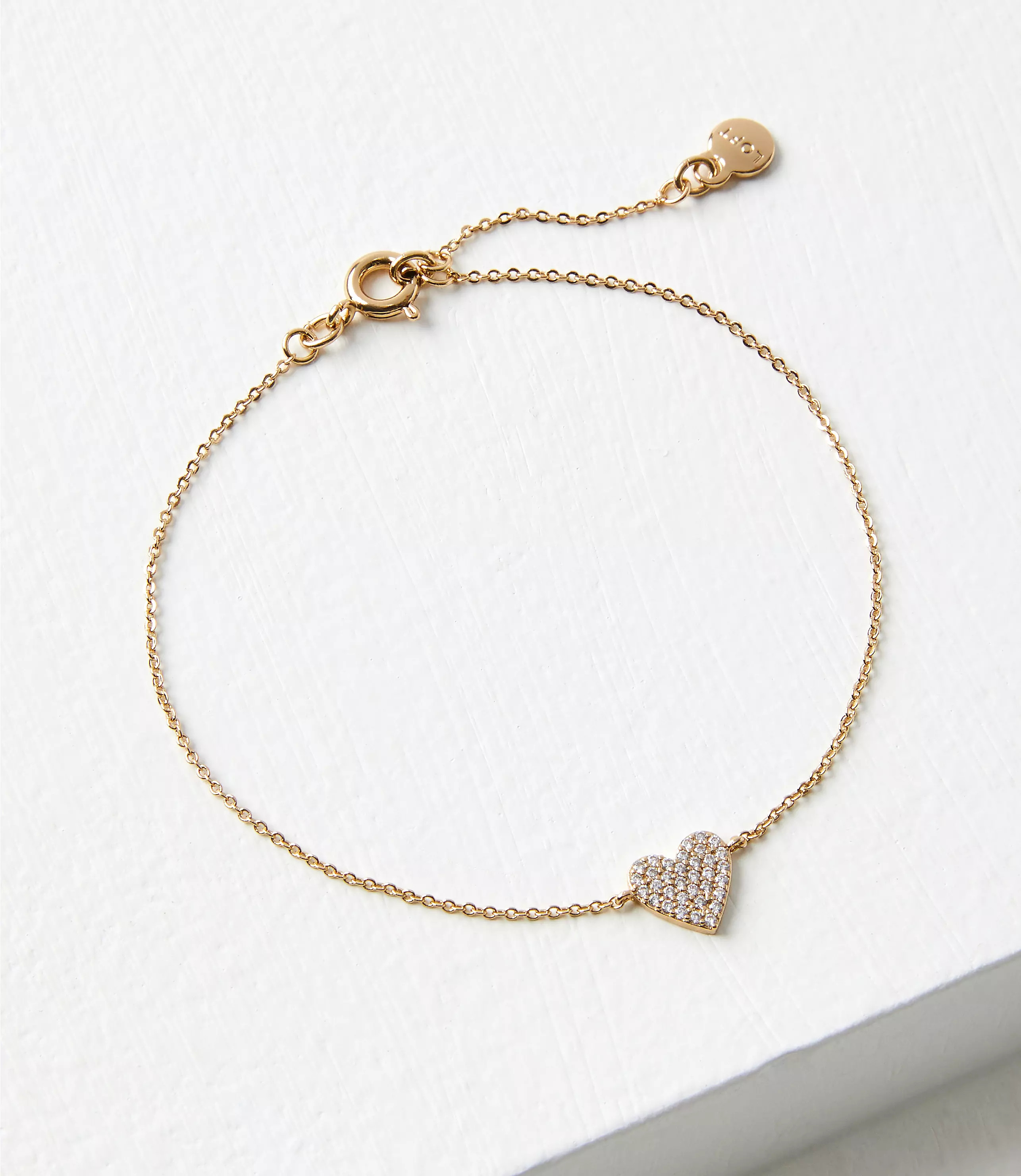 Demi Fine Pave Heart Bracelet | LOFT