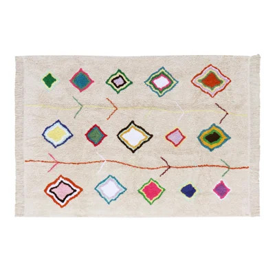 Moroccan Handmade Tufted Rectangle 5'7" x 8' Cotton Area Rug in Natural/ Multicolor | Wayfair North America