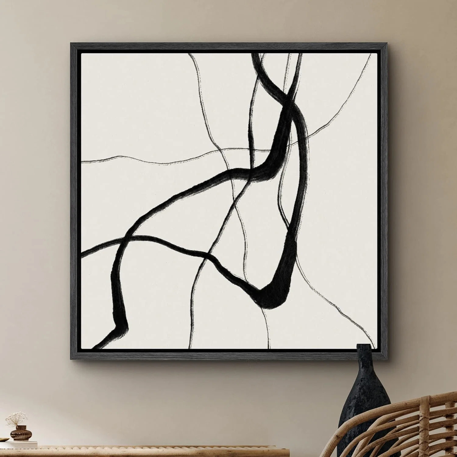 wall26 Black Paint Stroke Ribbon Collage Abstract Shapes Modern Art Decorative Contemporary Minim... | Wayfair North America