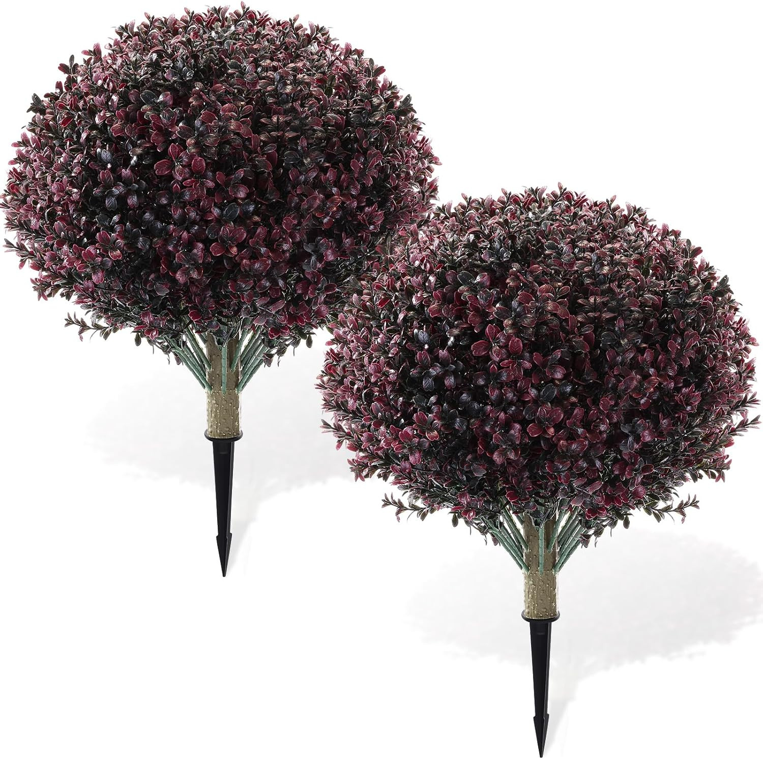 Yunlly 2 Pack Fall Artificial Topiary Ball,Fake Outdoor Bushes, Dark Purple | Amazon (US)