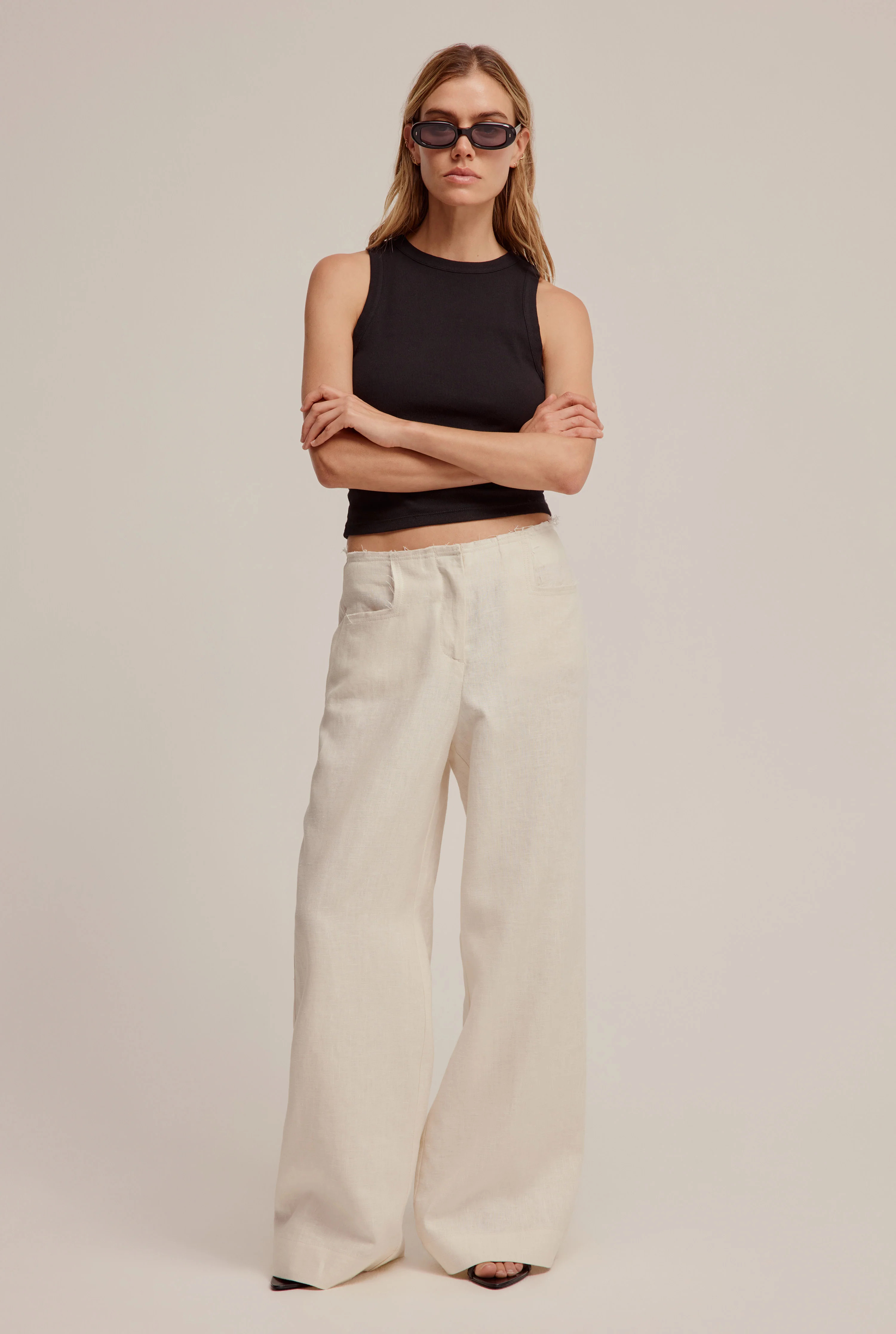 Linen Frayed Detail Trouser | Venroy AU