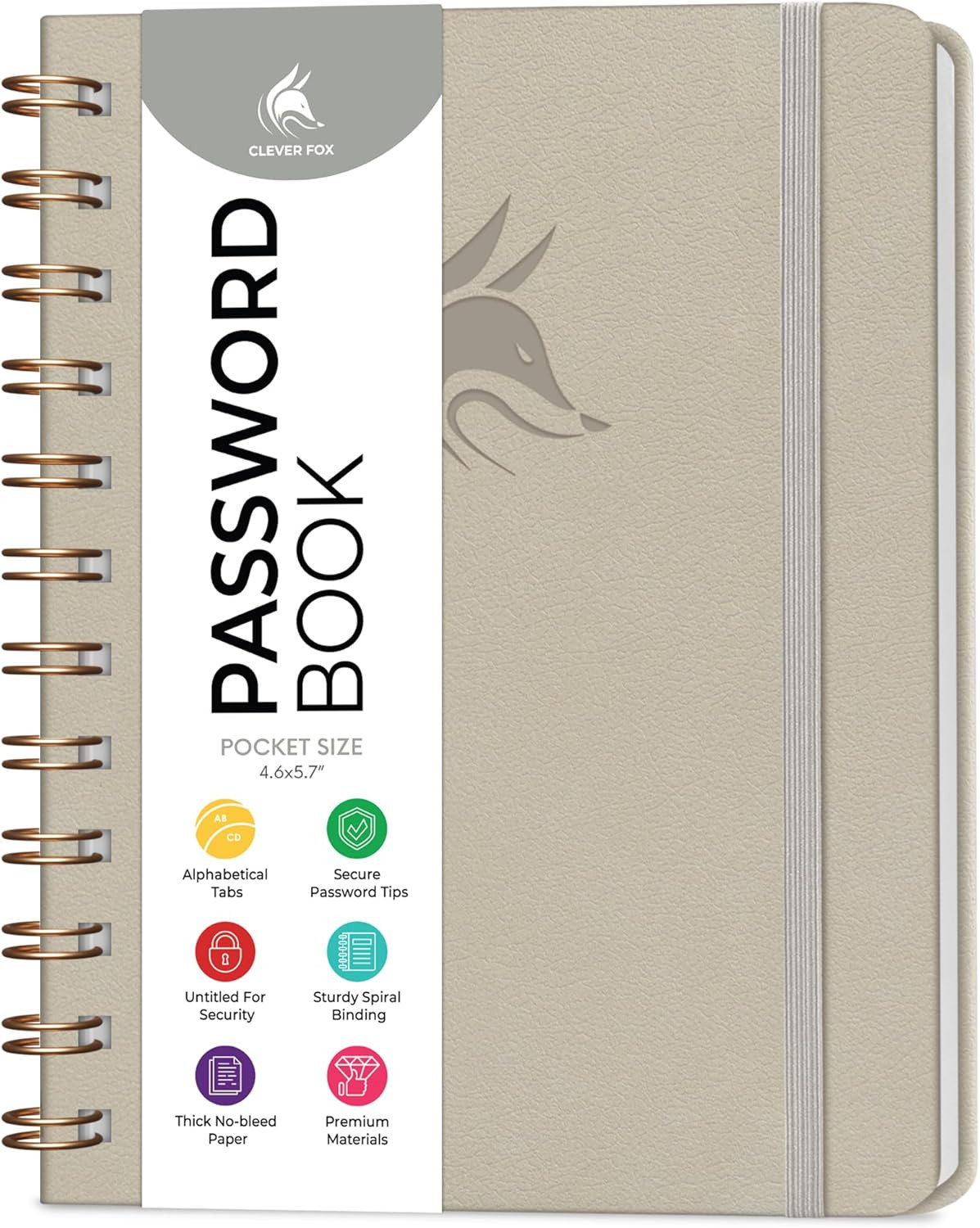 Clever Fox Password Book Spiral – Mini Internet Address & Password Organizer with Laminated Alp... | Amazon (US)