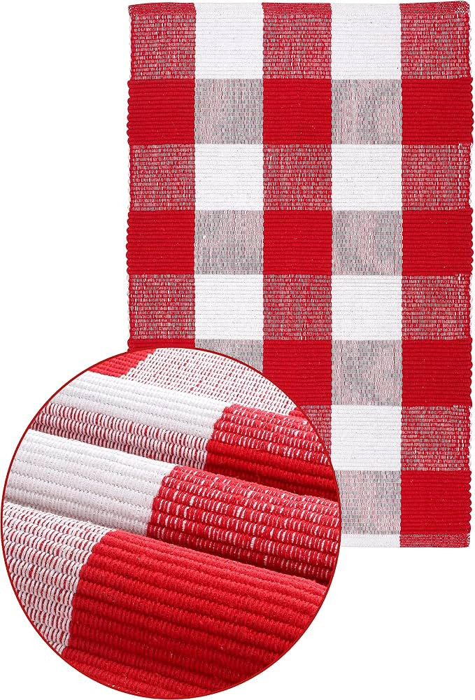 Buffalo Plaid Rug for Living Room 24x36 inch- Red White, Kitchen Rug,Entry Way Rug, Door Rug, Are... | Amazon (US)