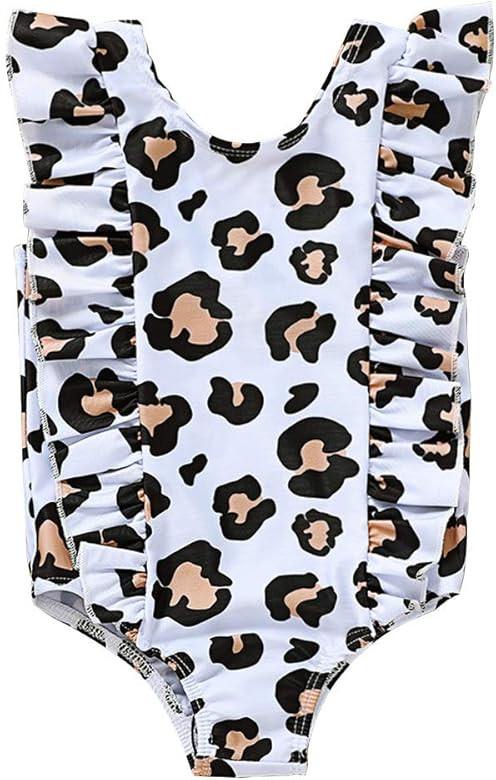 MODNTOGA Toddler Baby Girls Swimsuit One-Piece Swimwear Ruffled Backless Bathing Suit Tankini | Amazon (US)