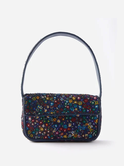 Staud - Tommy Flower Beaded Shoulder Bag - Womens - Blue Multi | Matches (US)