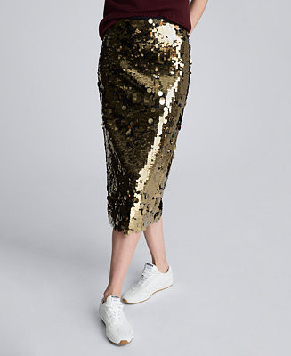 Women's Pull-On Sequin Midi Skirt | Macy's