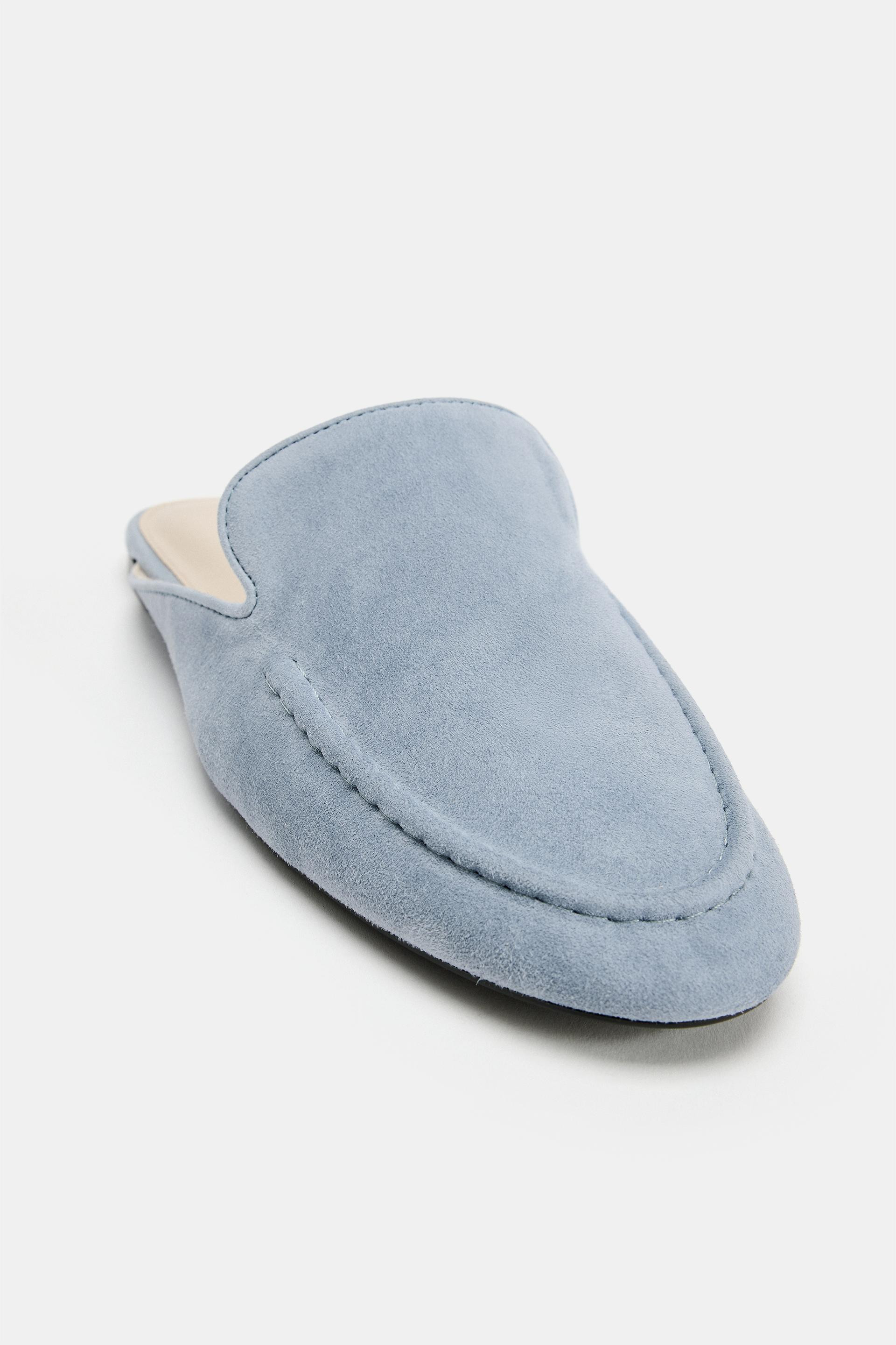 Zara - Suede Mule Loafers - Blue - 9 - Woman | Zara Canada