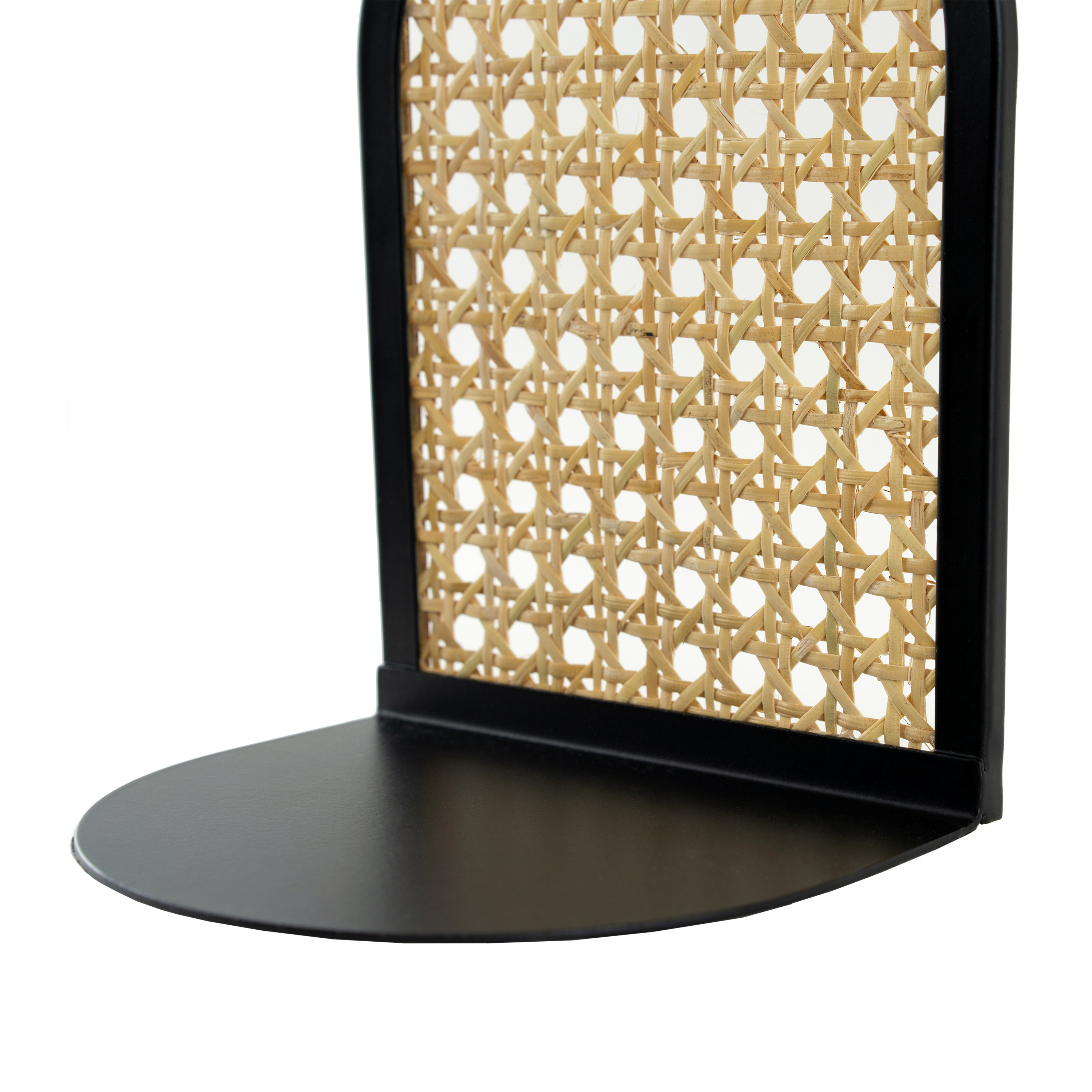 Arched Black Metal and Natural Rattan Indoor Tabletop Bookends | Walmart (US)