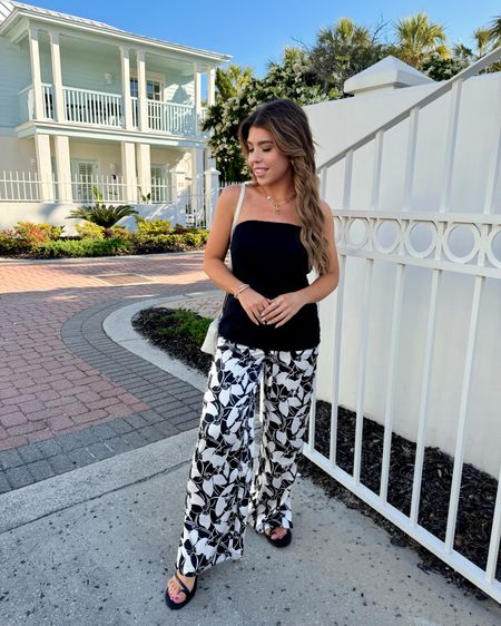 WALMART Vacation Outfit 🖤 wearing a small in the linen top (has attachable straps) and small in the palm print pants, both fit tts 🤍 more black & white Summer Walmart finds below! 

Walmart, Vacation Outfit, Walmart Finds, Walmart Style, Walmart Fashion, Walmart Partner, Walmart Outfit, Walmart Tote, Walmart Shoes, Summer Outfit, Madison Payne

#LTKStyleTip #LTKSeasonal #LTKFindsUnder50