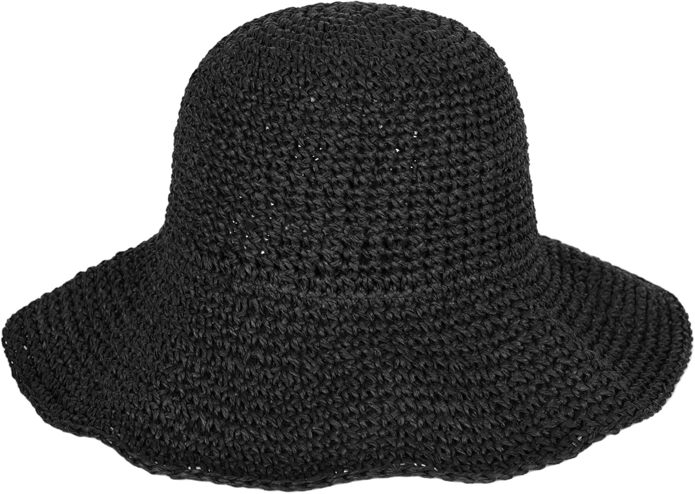 Womens Floppy Straw Sun Hat Foldable Packable Wide Brim Summer Beach Hat Crochet Bucket Hat | Amazon (US)