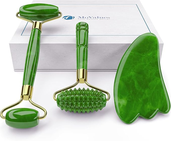 4-in-1 Jade Roller and Gua Sha Set. Jade Face Roller with Eye Massager, Jade Gua Sha, Ridged Roll... | Amazon (US)