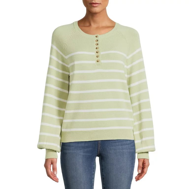Time and Tru Women's Long Sleeve Henley Sweater | Walmart (US)