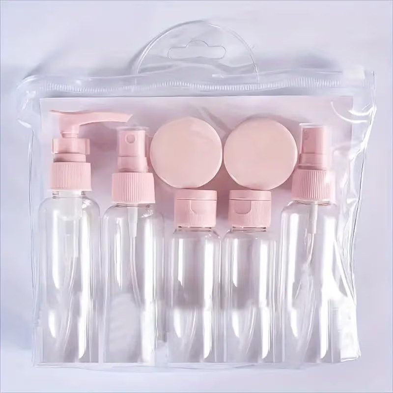7pcs Travel-Sized Refillable Toiletry Bottles Kit, Portable Leakproof Refillable Containers for S... | Amazon (US)