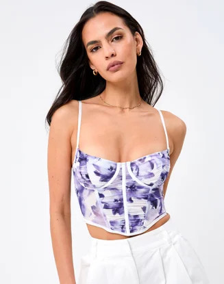 Print Ruched Front Corset Top | Glassons (AU & NZ)