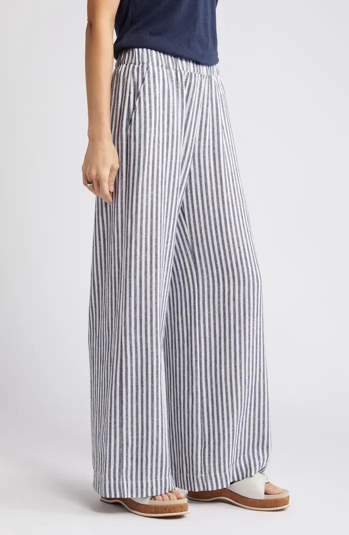Stripe Wide Leg Linen Blend Pants | Nordstrom