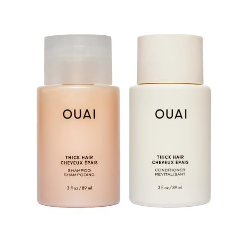 OUAI Thick Hair Shampoo & Conditioner Set, Travel Size - Moisturizing Shampoo & Conditioner - With Keratin, Marshmallow Root, Shea Butter & Avocado Oil - Sulfate, Paraben & Phthalate Free (3 Oz) | Amazon (US)