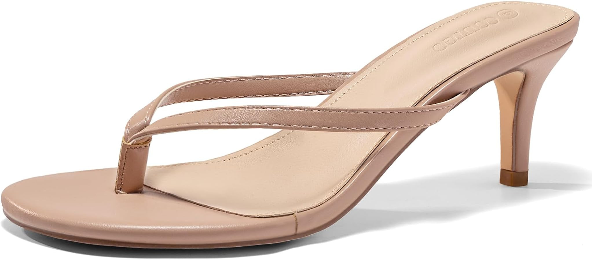 Coutgo Women's Kitten Heels Flip Flops Thong Heeled Sandals Round Open Toe Comfortable Summer Bea... | Amazon (US)