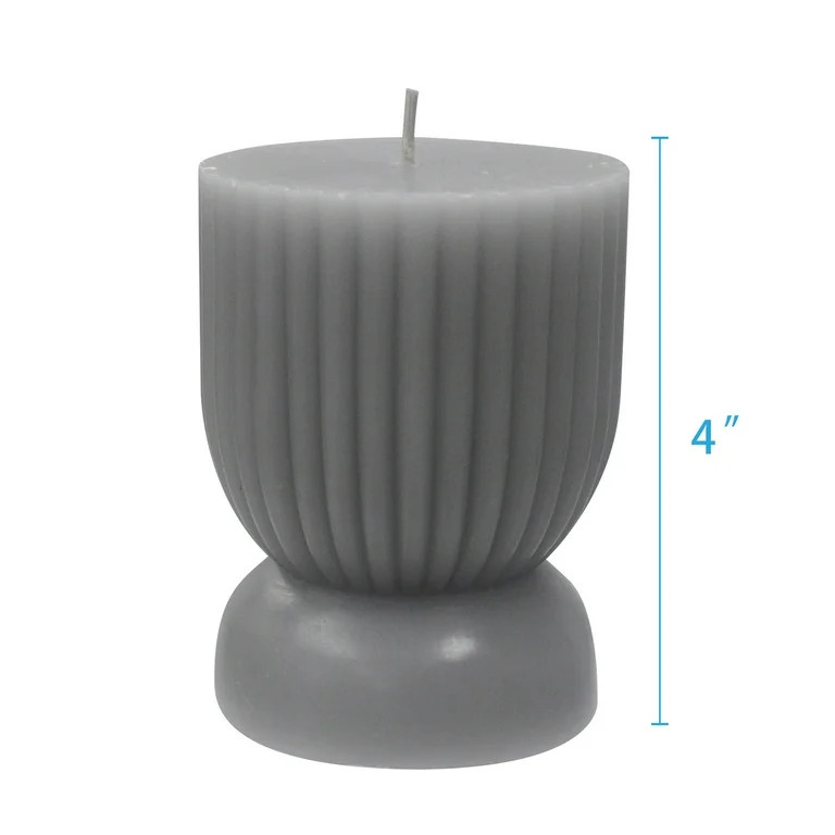 Better Homes & Gardens Unscented Ribbed Pillar Candle, 3x4 inches, Gray | Walmart (US)