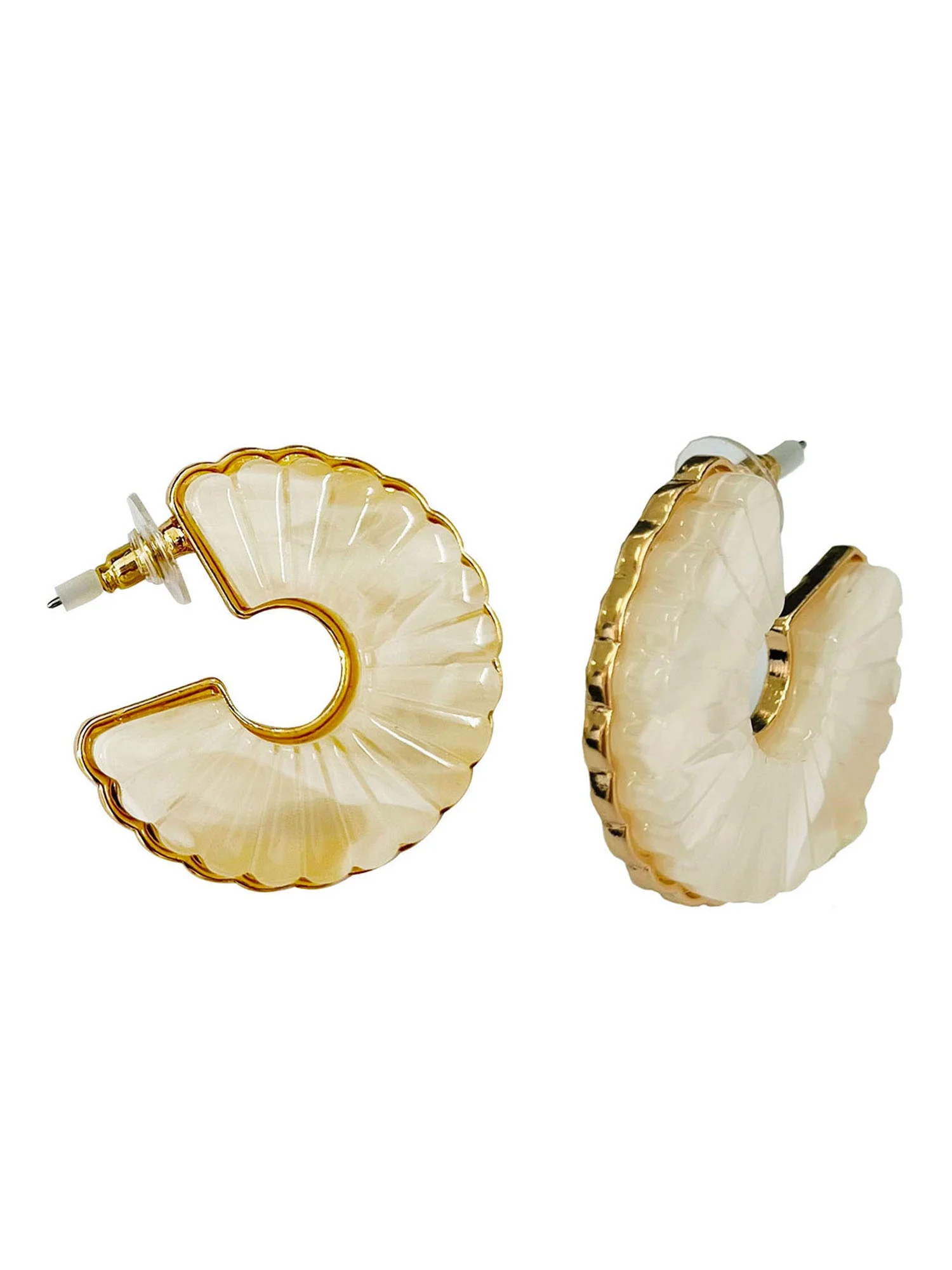 Time and Tru Scalloped C-Hoop Earrings | Walmart (US)