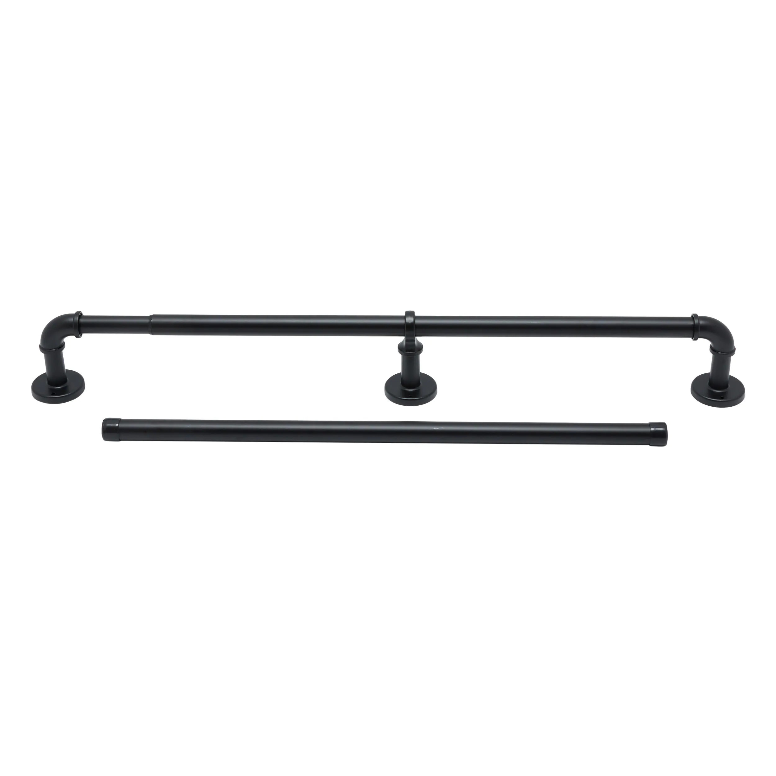 allen + roth 36-in to 72-in Black Steel Single Curtain Rod one_size | FSI 1301A MBLK | Lowe's