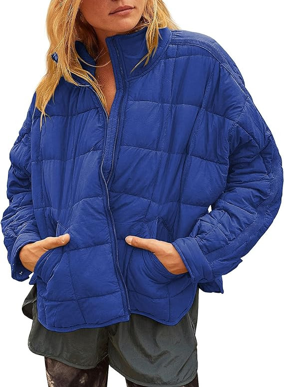 Huaqiao Womens Quilted Puffer Jackets Lightweight Zipper Short Winter Coat with Pockets | Amazon (US)