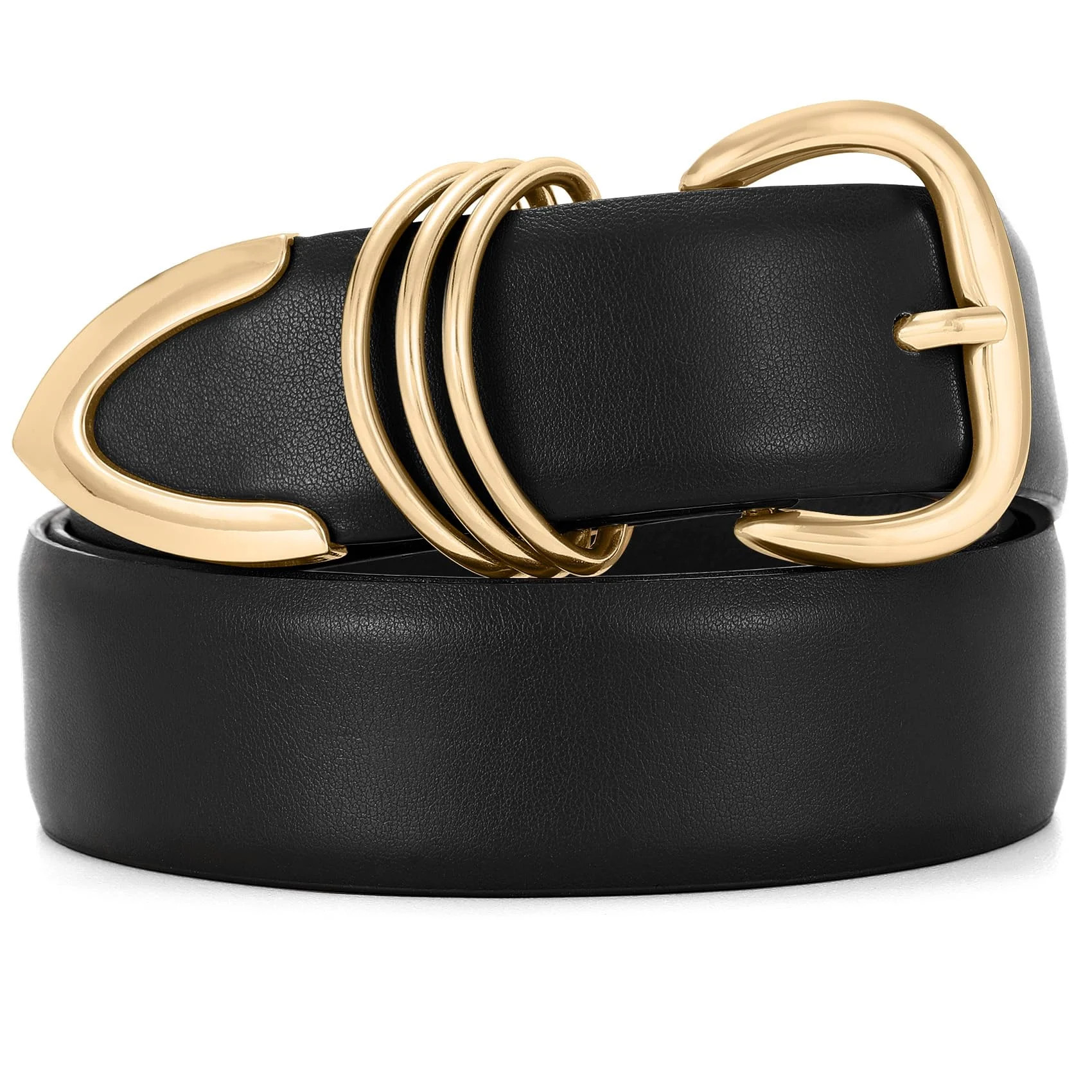 SUOSDEY Women Leather Belts Black Belt for Jeans Dresses Pants with Metal -tail Design | Walmart (US)