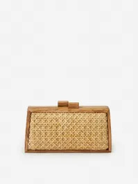 Genevieve Wood and Cane Clutch | J.McLaughlin