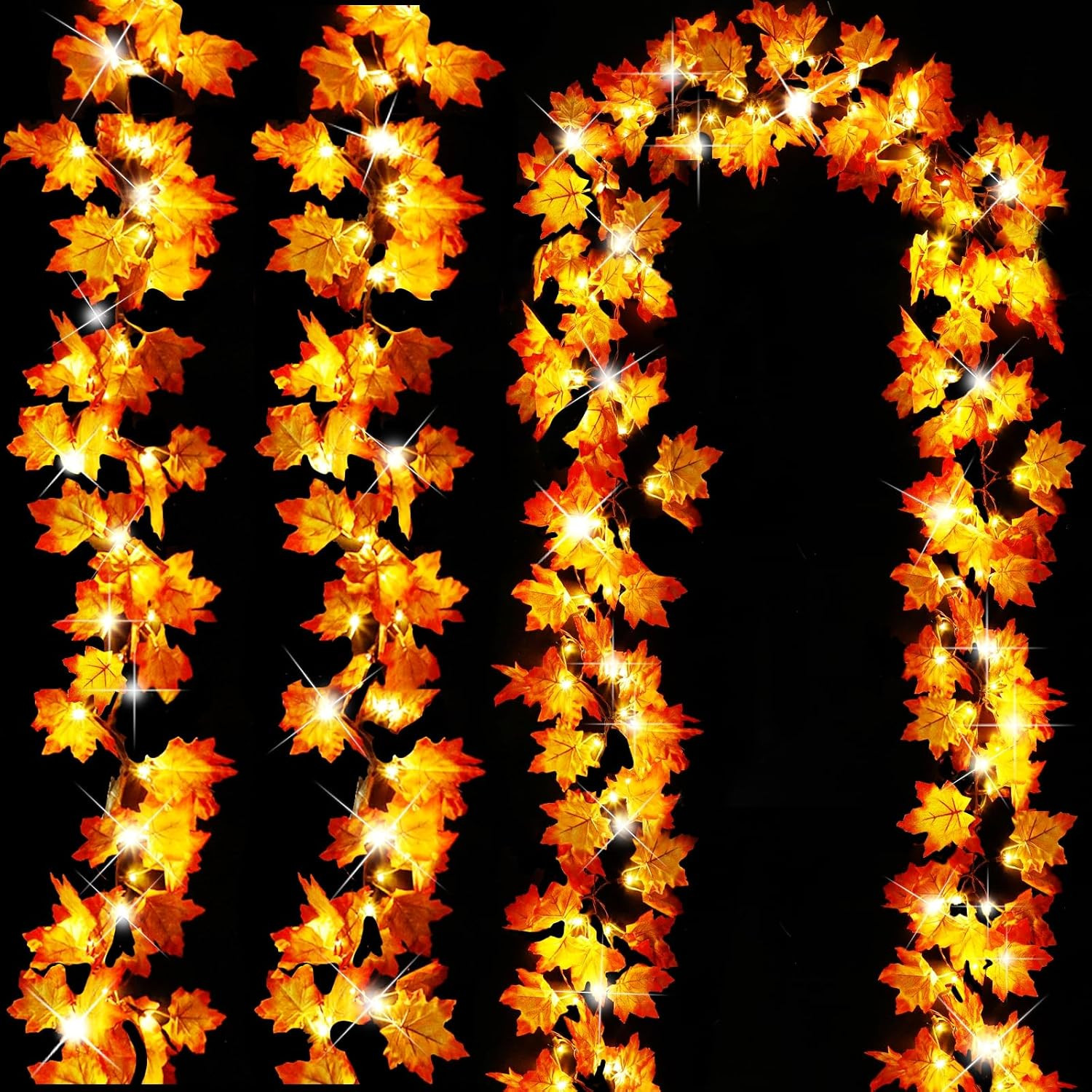 Timer&3 Pack Halloween Fall Decor 30Ft Fall Garland with Lights 60LED | Amazon (US)