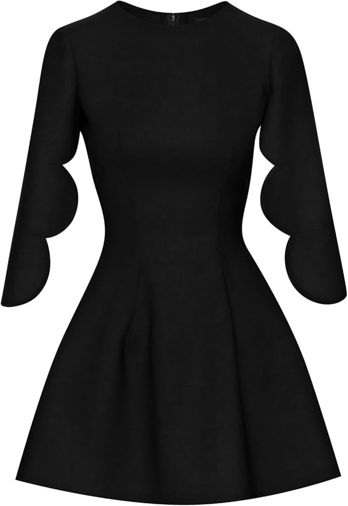 Amazon.com: Oscar de la Renta, Cape Sleeve Scalloped Mini Dress, Black, 00 : Luxury Stores | Amazon (US)