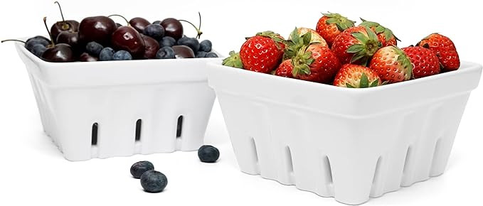 Woouch Ceramic Berry Basket, Square Fruit Bowl With Holes, 5.7" Colander For Kitchen, Cute Small ... | Amazon (US)