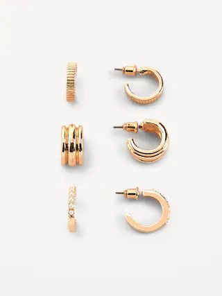 Gold-Plated Open Hoop Earrings 3-Pack for Women | Old Navy (US)