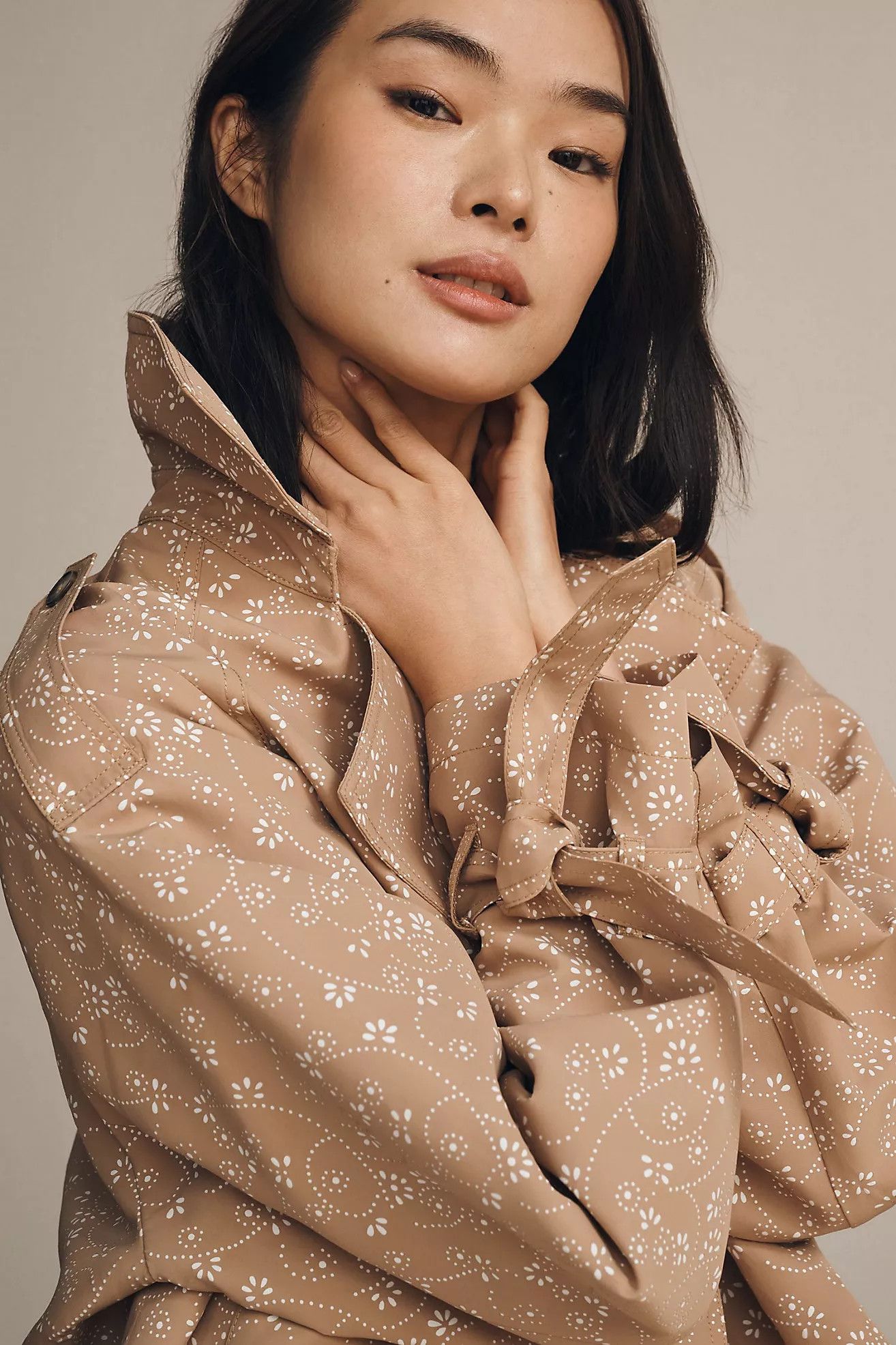 Floral Cutwork Cropped Trench Jacket | Anthropologie (US)