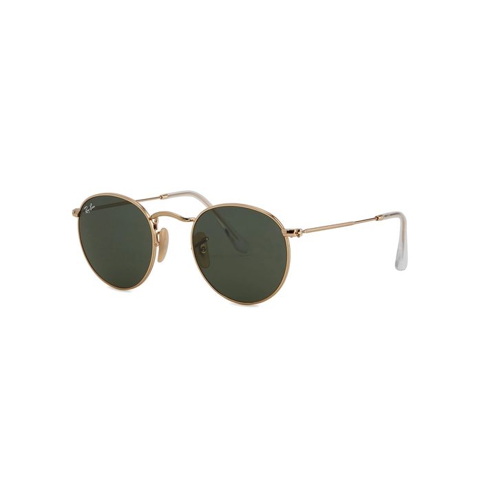 Ray-Ban Gold-tone Round-frame Sunglasses | Harvey Nichols (Global)