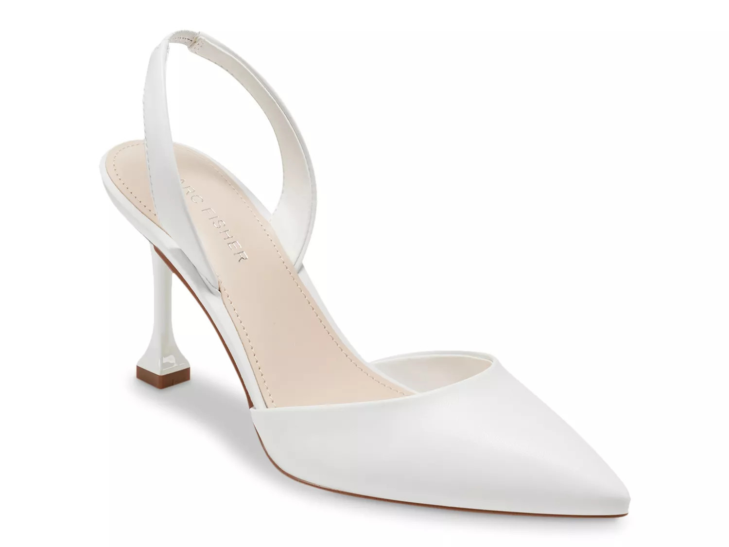 Marc Fisher Hadya Pump | Women's | White Synthetic | Size 8 | Heels | Pumps | Slingback | DSW
