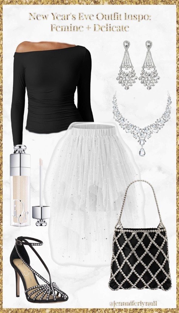 A famine + delicate look for NYE! 
Dior lip shade: 082 Glowmania - an iridescent pearly white

#LTKFindsUnder50 #LTKHoliday #LTKSeasonal