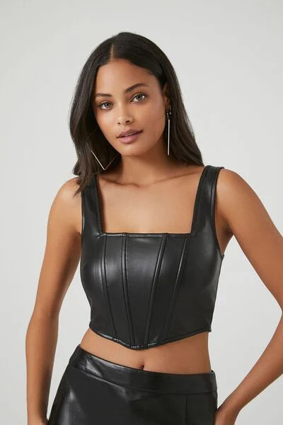 Faux Leather Corset Crop Top | Forever 21 | Forever 21 (US)
