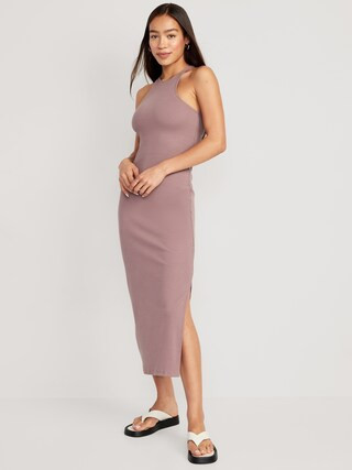 Fitted High-Neck Rib-Knit Maxi Dress for Women | Old Navy (US)