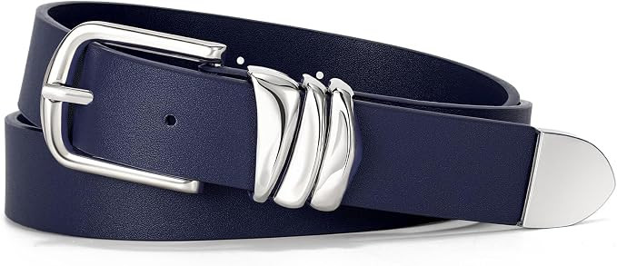 Women's Belt for Jeans Dress Leather Belt for Women Fashion Waist Ladies Belt with Silver Buckle | Amazon (US)