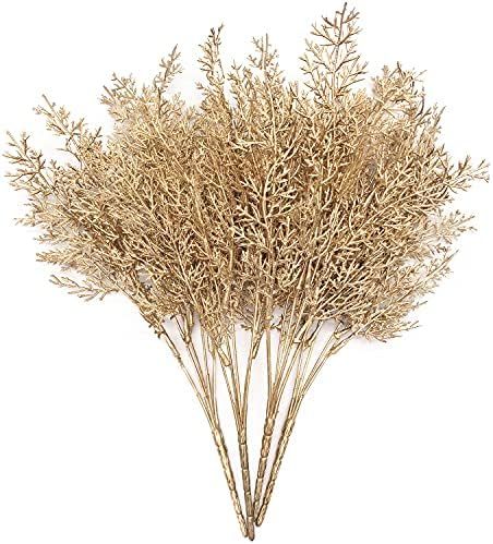 Artificial Plants Golden Pine Grass, for Christmas Decoration Fake Plant Bush Grass Fern Bushes F... | Amazon (US)