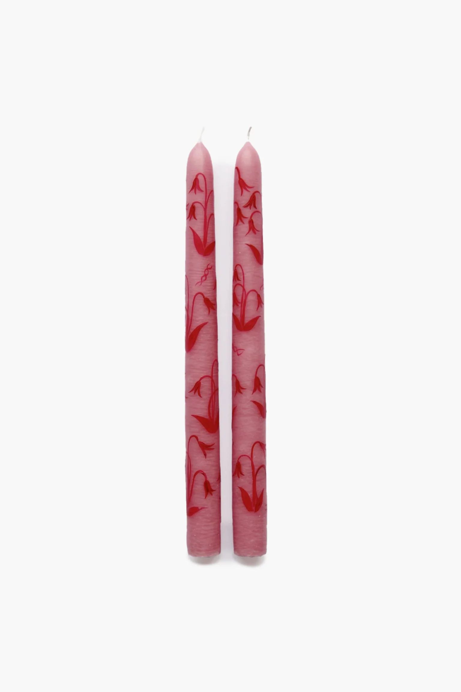Pink Lily of the Valley Hand Painted Taper Candles (Set of 2) | Tuckernuck (US)