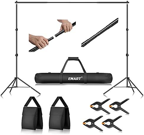 EMART Photo Video Studio 10Ft Adjustable Background Stand Backdrop Support System Kit with Carry Bag | Amazon (US)
