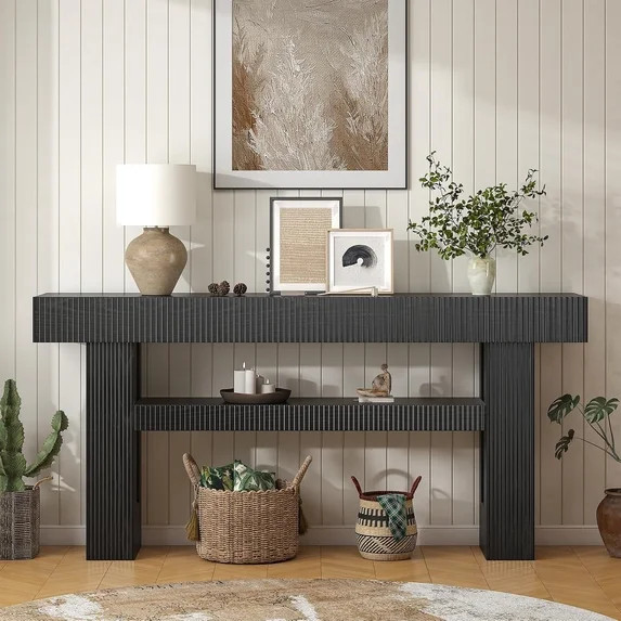 Frmobepts Fluted Console Table, Farmhouse 63" Long Narrow Entryway & Sofa Tables for Hallway, Tal... | Walmart (US)