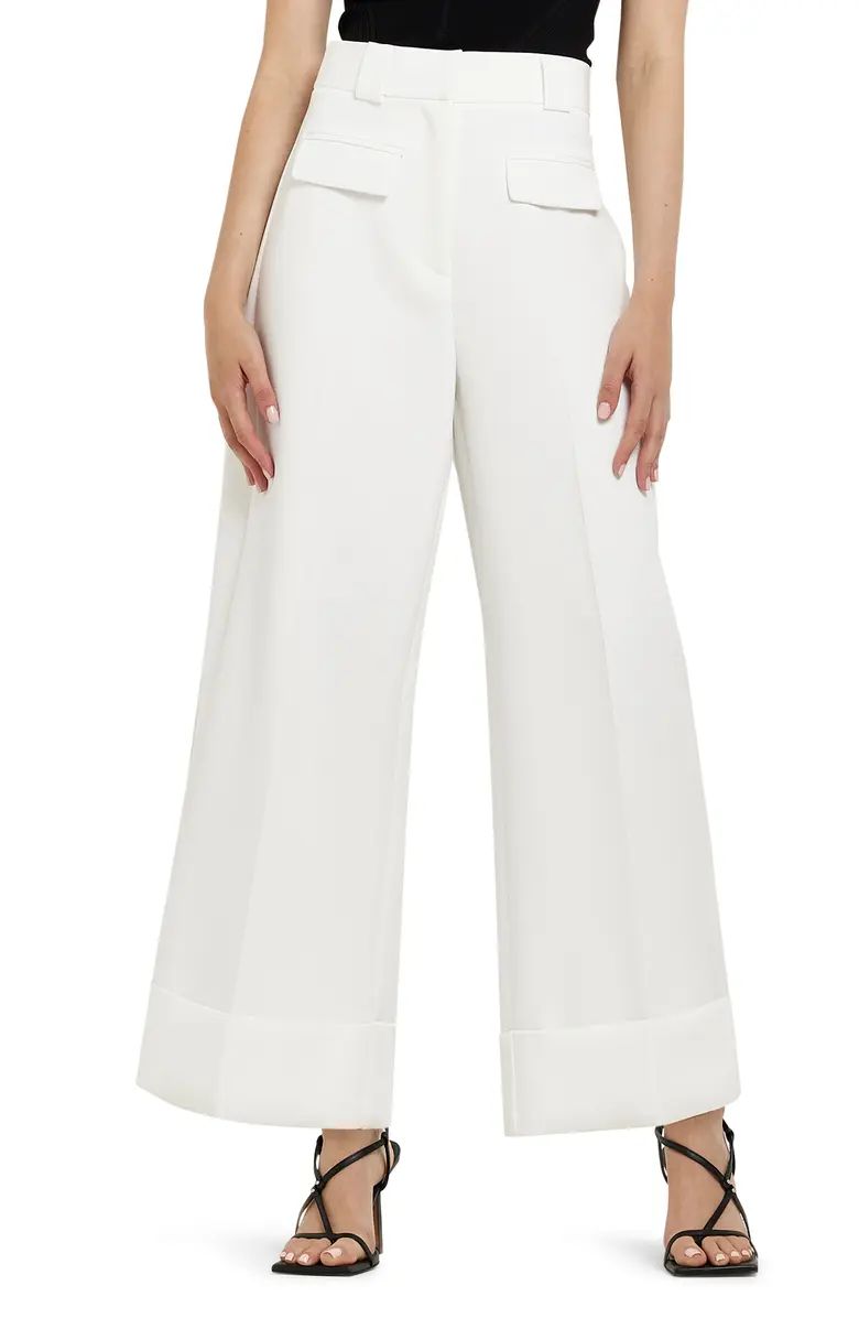 River Island Cuffed Wide Leg Ankle Trousers | Nordstrom | Nordstrom