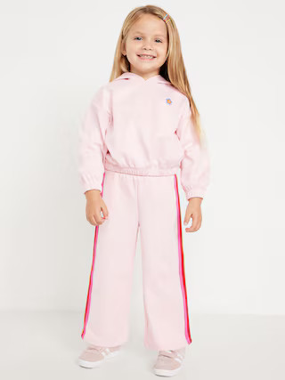 Long-Sleeve Graphic Hoodie and Wide-Leg Pants Set for Toddler Girls | Old Navy (US)